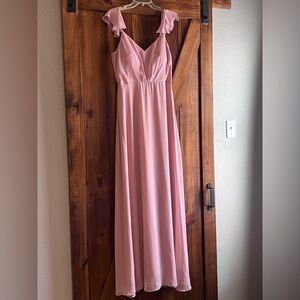 Birdy Grey Pink Flutter Sleeve Gown for Weddings